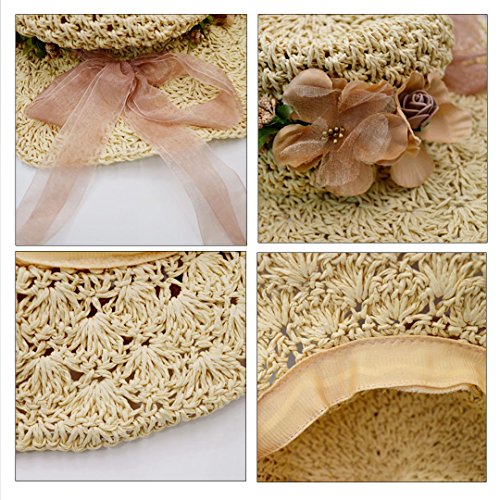Sombrero de paja para mujer plegable con ala ancha miniatura 6