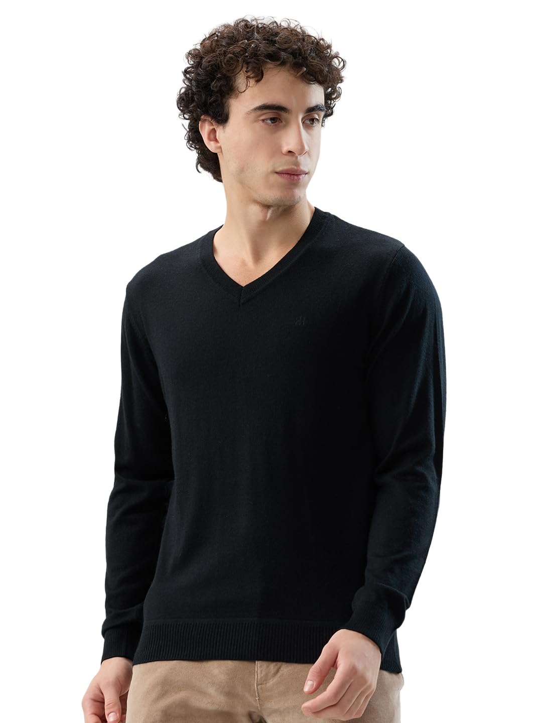 raymond Men Regular Fit Solid Pattern Merino Wool Acrylic Blend Full Sleeve V Neck Casual Sweater-picture-26