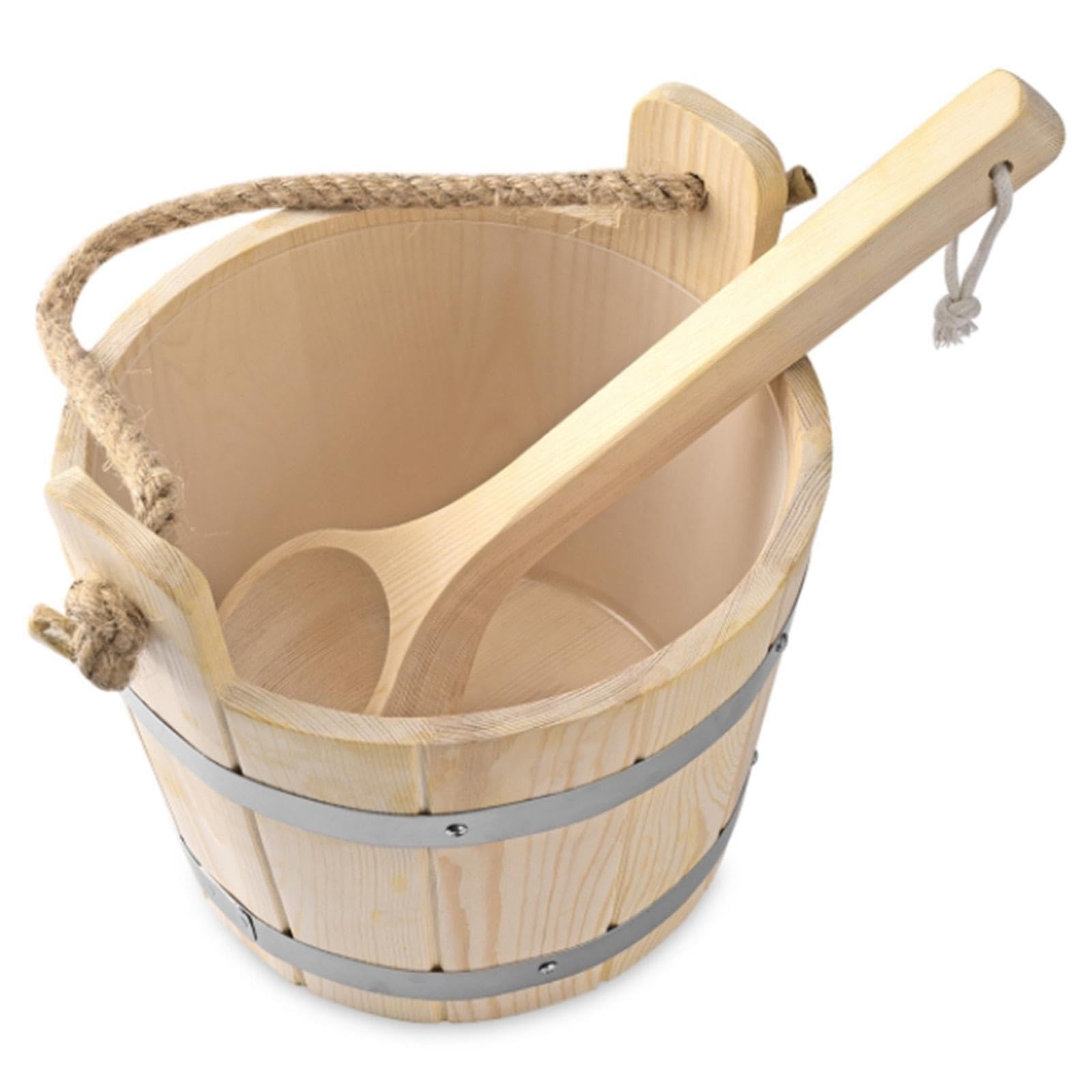 Cubo de sauna con cucharón y temporizador de reloj arena 5 l, complemento para cualquier sauna vapor relajante, kit accesorios herramientas portátiles, resistente y accesorios
