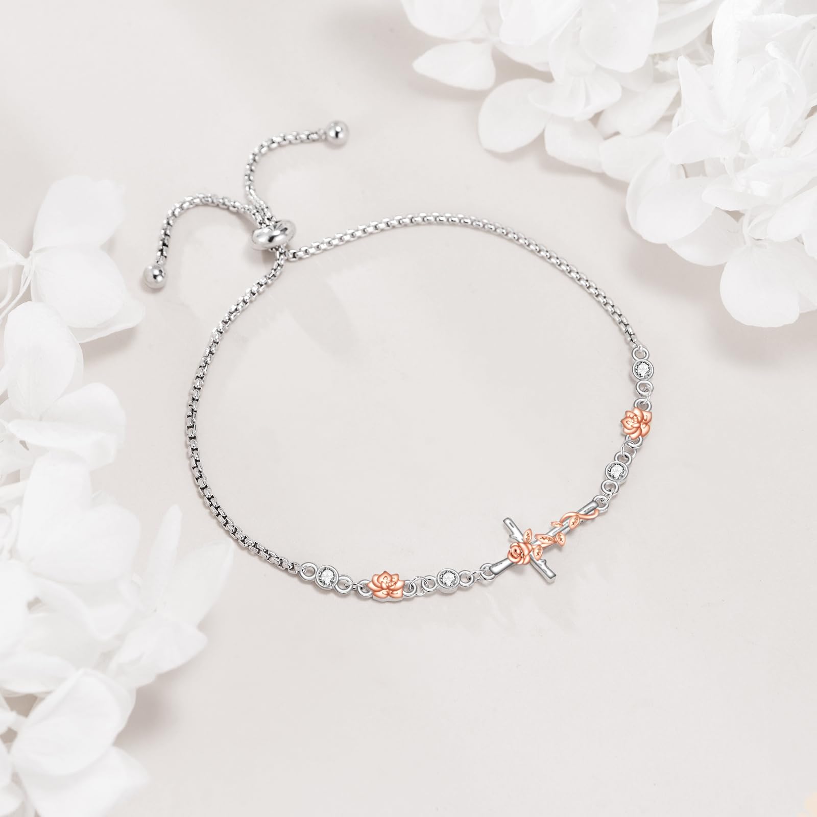 YAFEINI Braccialetto con croce per donne e ragazze, in argento Sterling, con croce cristiana laterale, catena a maglia religiosa, idea regalo