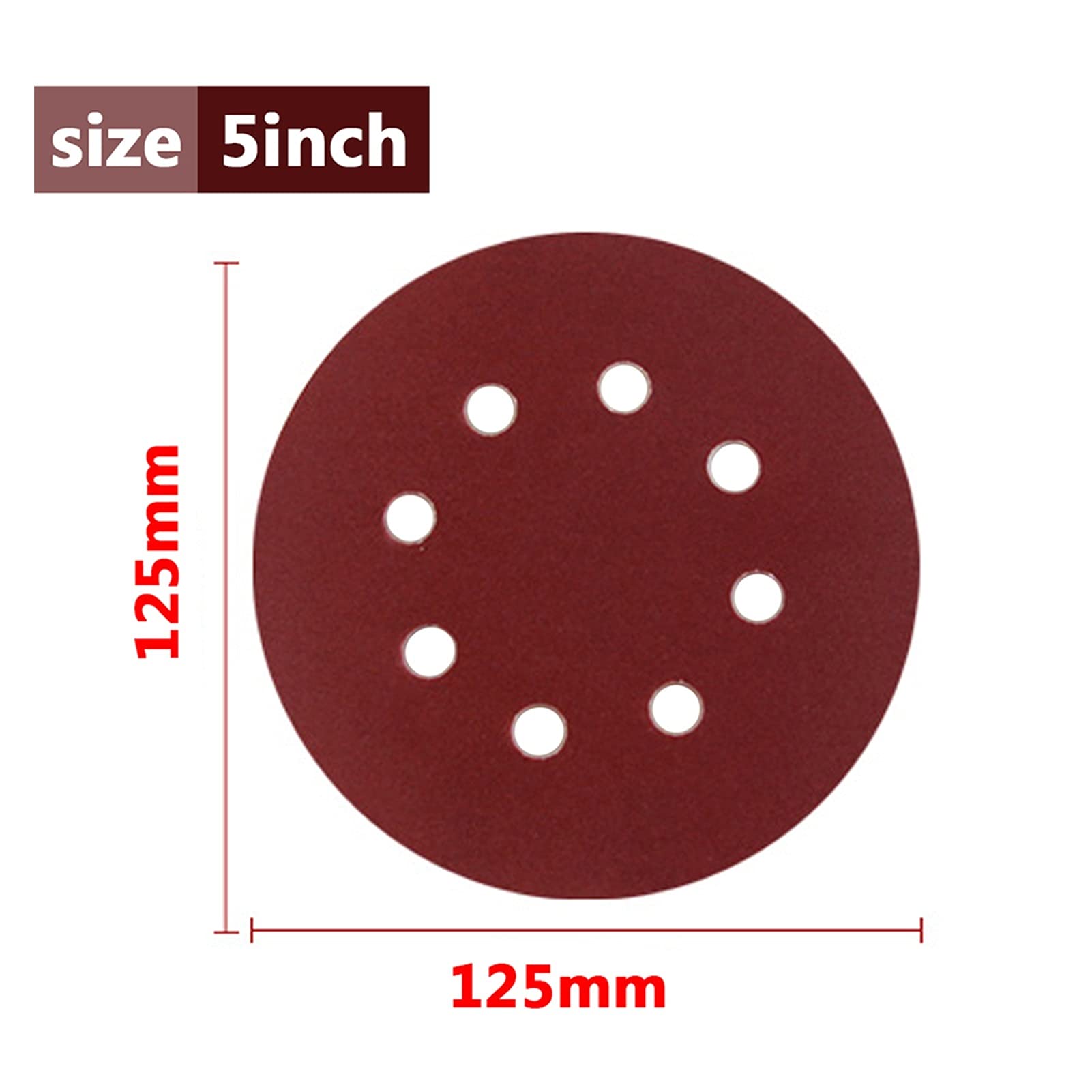 papier ścierny 80 sztuk 5 "125mm okrągły papier ścierny osiem otworów szlifierki płyty Grit 40-400 Hak i pętelki Materiały ścierne