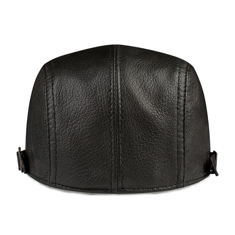 Kapelusze dla mężczyzn Prawdziwej Skóry Newsboy Cap Crowskin Regulowany Płaska Czapka Brown Black Mens Beret