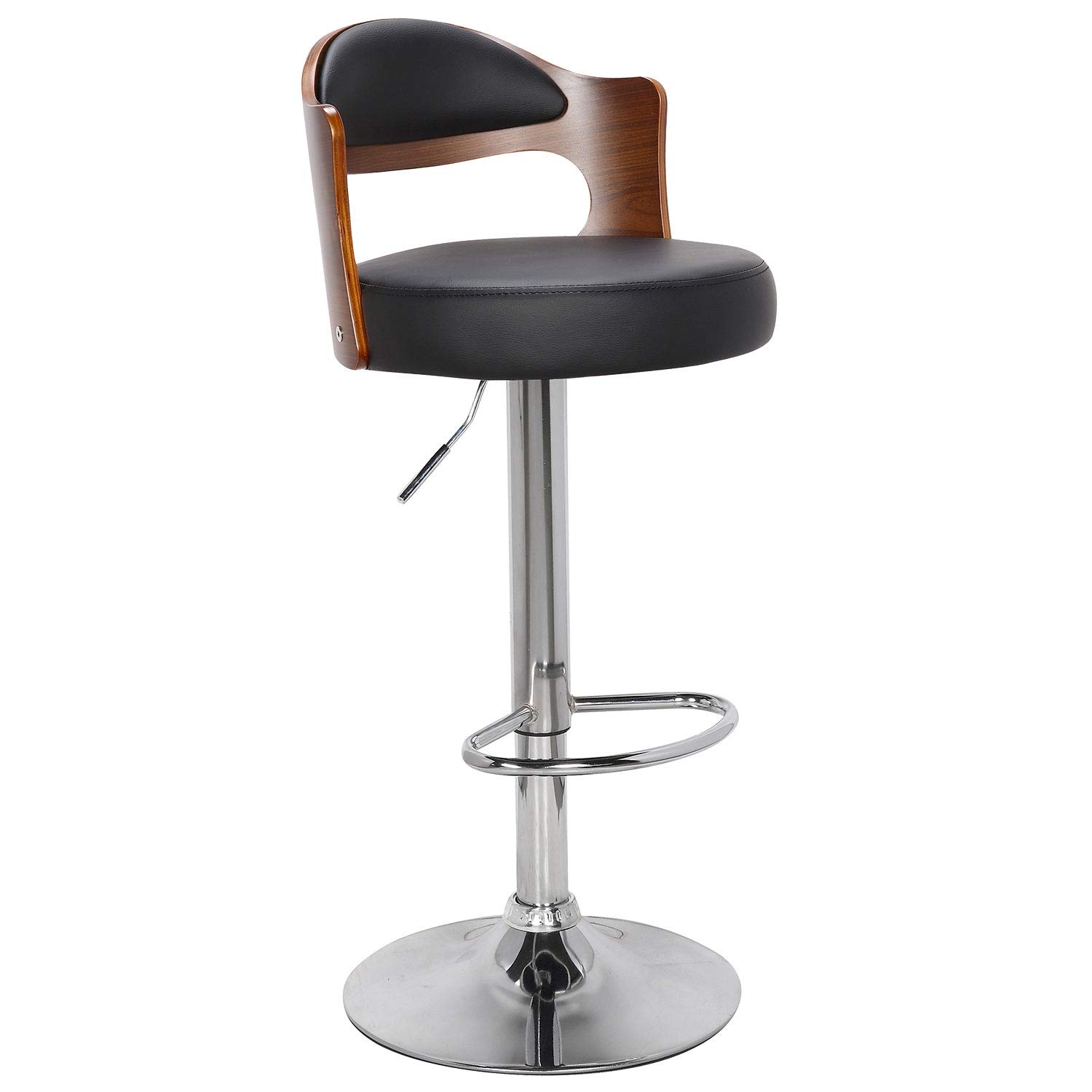 Menzzo Russel – Set di 2 sedie da bar poliuretano/legno nocciola/Nero 46 x 44 x 88 cm