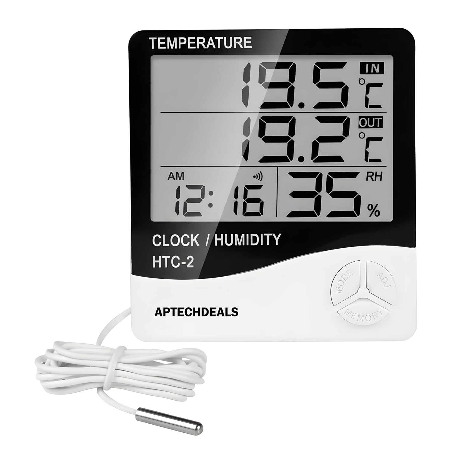 digital hygrometer thermometer humidity meter with clock lcd display
