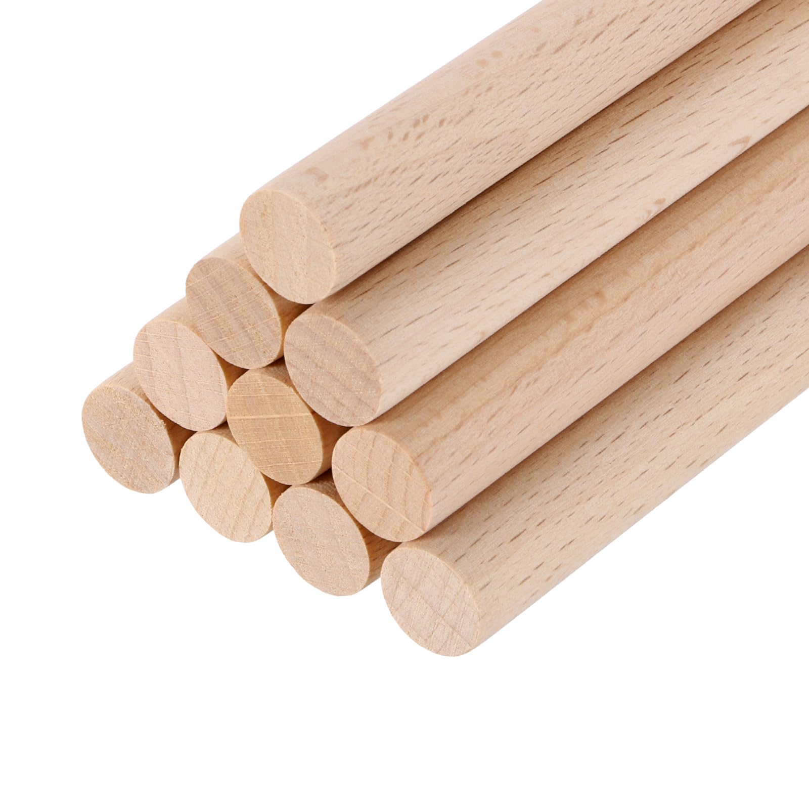 sourcing map Wooden Dowel Rods, 8mmx200mm Round Wooden Rod Unfinished Solid Wood Sticks Crafts Wand for Arts Decoration, Craft and DIY Projects Wand,Pack of 10