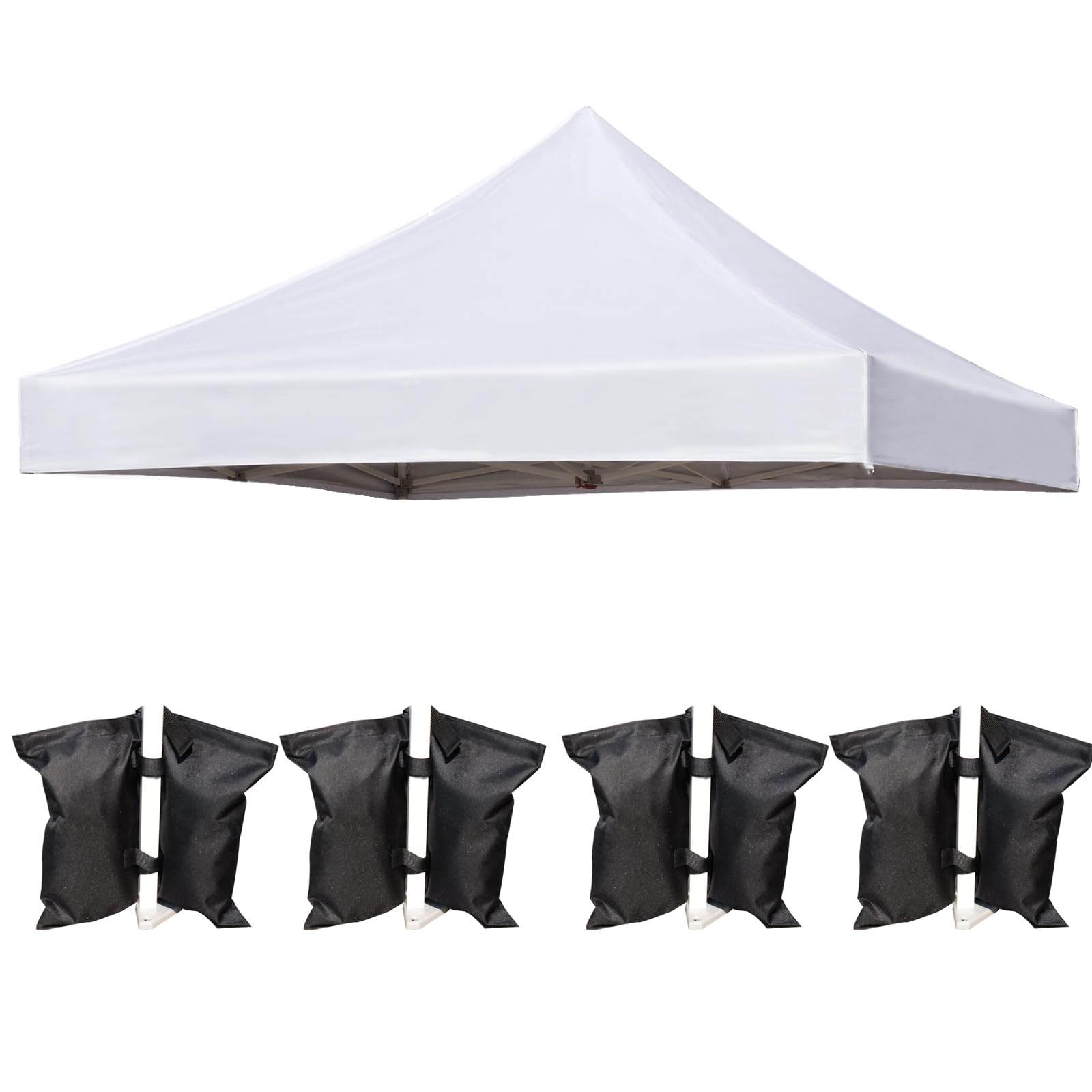 Photo 1 of 10x10 Canopy Replacement Top Cover for Pop Up Canopy Tent, Industry-Leading 3000mm Water Resistance, 500D Heavy Duty Waterproof with Silver Coating, UV Protection, 4 Sandbags, New White