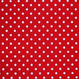 112cm (44") Ancho Rojo 100% popelina tela de algodón con lunares blancos (por metro)