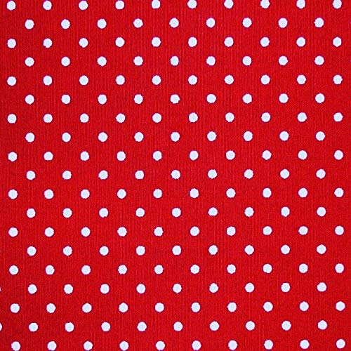 Nortex Mill Red 100% Cotton SML White Polka Dot Spot Fabric (Per Metre)