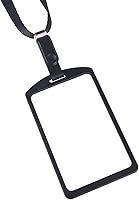 IVYRISE Aluminum Badge Holder with Adjustable Detachable Lanyard - Slim ID Card Protector, Both Sides Visible, Black