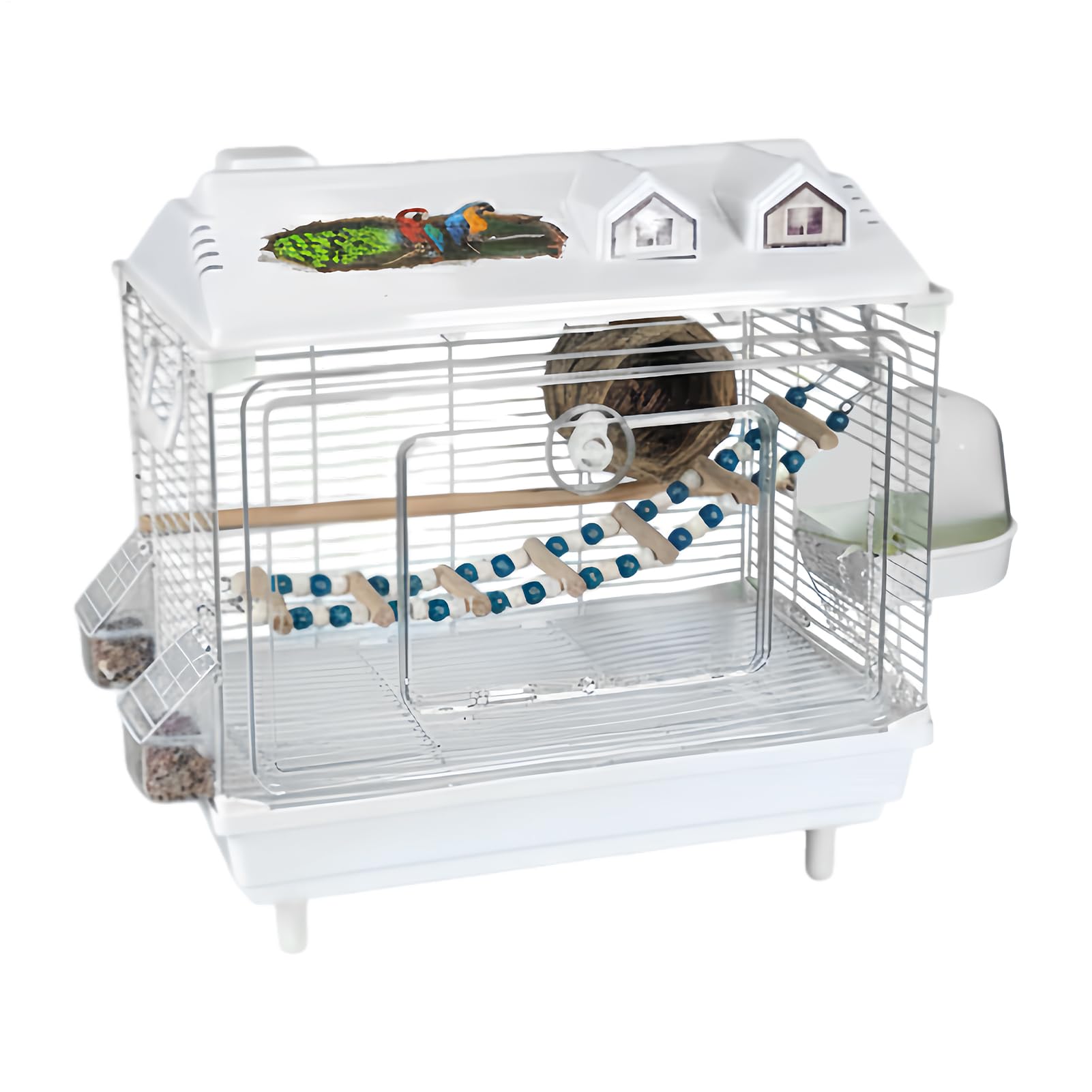 Jaula Para Periquitos Transportín Transparente Portátil Para Cacatúas Ninfa | Jaula Con Percha De Madera Para Pájaros para en Interior para Cacatúas, Guacamayos, Conuros, Agapornis y Pinzones