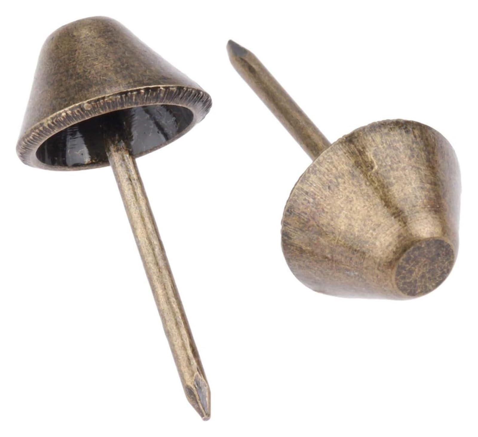 Punaises à Dessin, 100 punaises de canapé Plates en Fer Bronze Antique, Panier de boîte à Bijoux Vintage 11 mm 25 mm, matériel for la Maison, Attaches habituelles et Pratiques