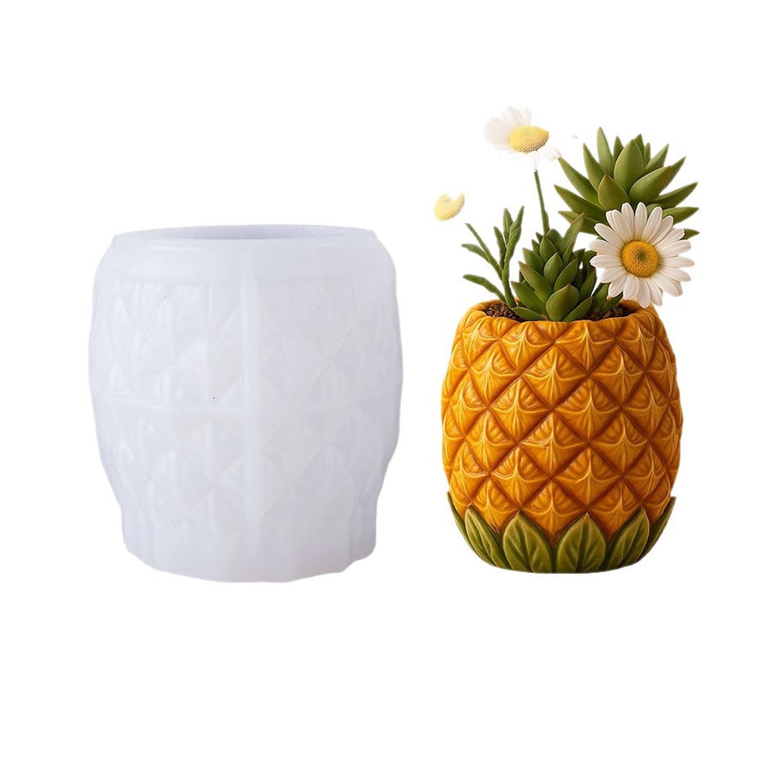 NEWFT Versatile Silicone Mold with Pineapple Designs for Creating Resin Concrete Flower Pots Decoration Items Craft Projects