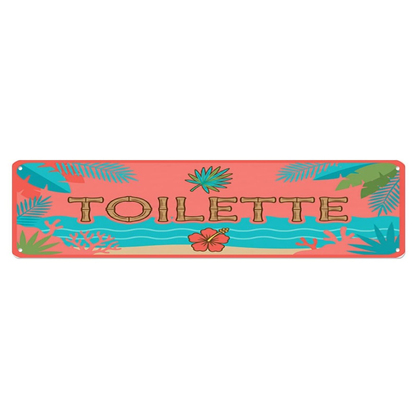 Tropical Paradise Resort Bathroom Toilet(WC) Door Metal Tin Skinny Sign Plaque Wall Decor for Cafe, Club Bar, Office, Home Garden Metal Poster 4x16Inch