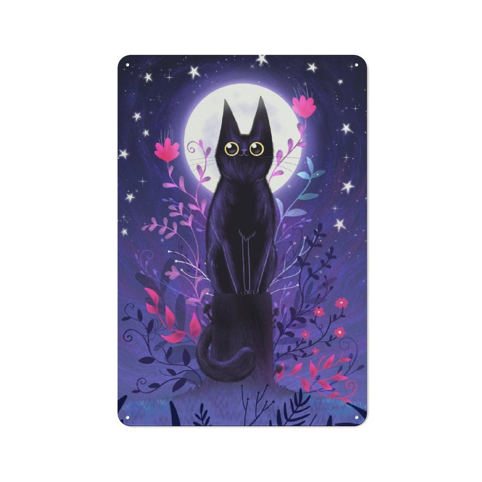 Junmoney Full Moon Night Vintage-Inspired Tin Sign 30X20cm For Café Or Restaurant, For Cooler-Month Interiors With Vintage Character