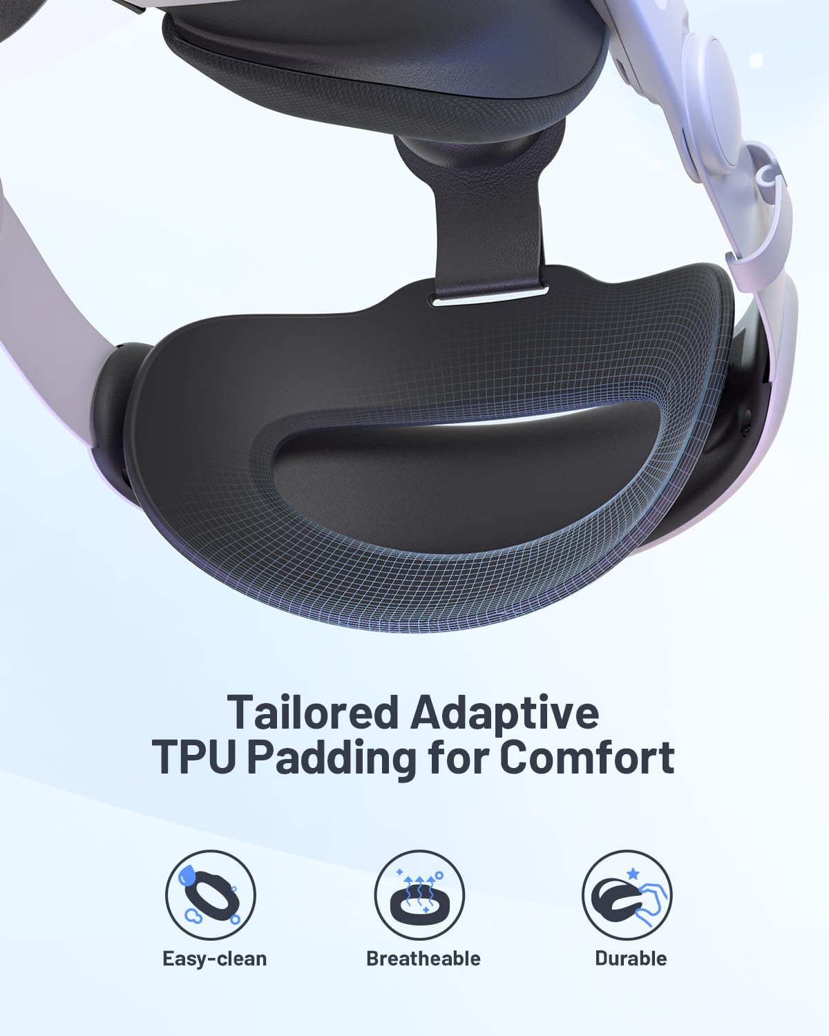 Zybervr Cinturino per Quest 3 Accessori, Elite Strap Compatibile con per Quest 3S/3, VR Headset Elite Strap Aggiornato in Pelle PU Più ampio e Più Spesso