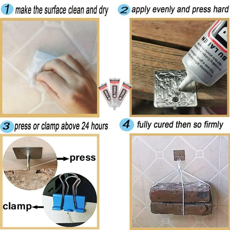 NH Fashion Hub 50ML Jewelry Glue for Metal and Stone, Multipurpose B-7000 Rhinestones Bonding Gum Flexible Clear Glue Super Adhesive Rhinestones for Metal Crafts Diamond Nail Fabric Repair. 2