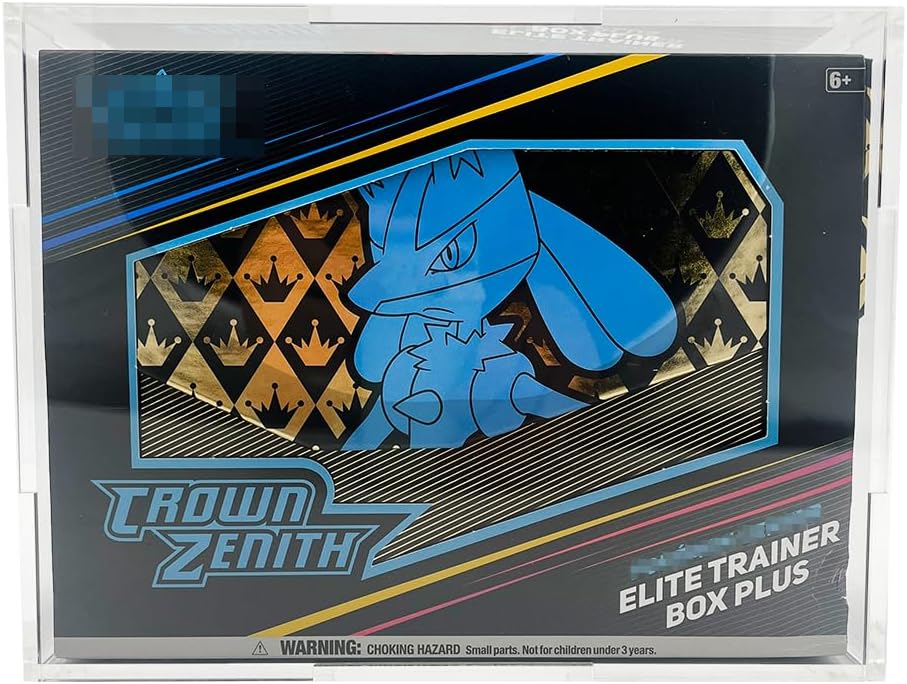 Deluxe Acrylic Case Compatible with Pokemon Elite Trainer Box PLUS ONLY | Magnetic Easy Top Loading | Thick 6mm Protection