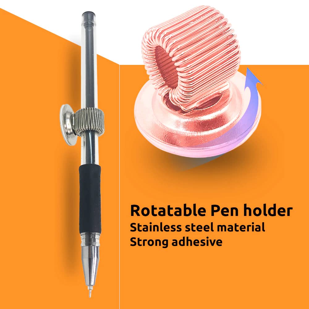 Pen Holders Rotable Self Adhesive Pen Holder Single Hole Pen Adjustable Spring Loop Clip Holder For Netbook Refrigerator Clipboard Office Accessories Supplies (Light Gold)