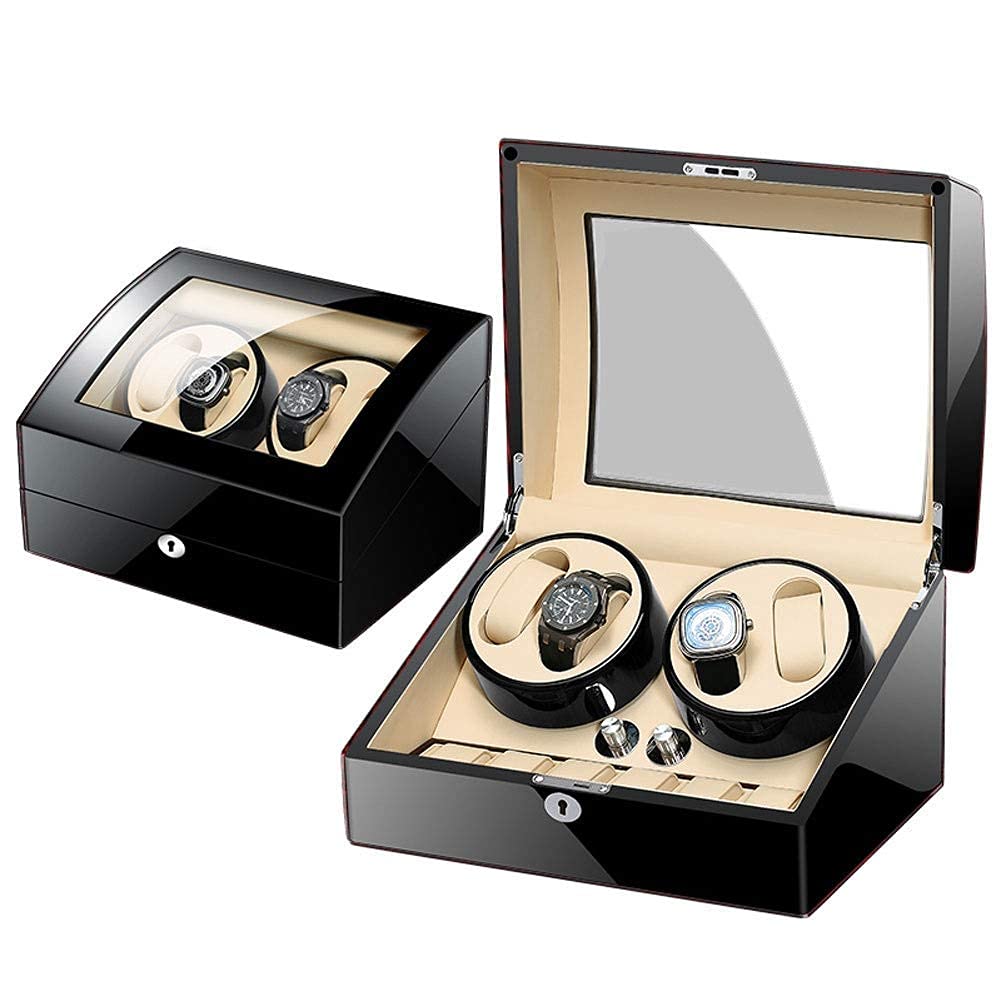 NZPOST Wooden Automatic Watch Winder Collector with 4 Watch Winder + 6 Display Storage SpacesHoliday (D)