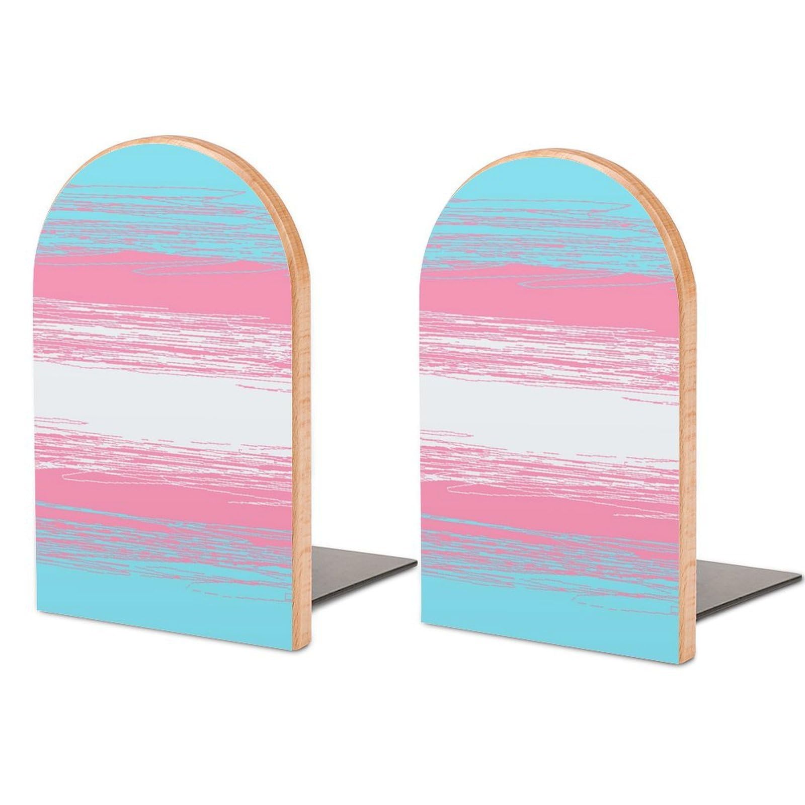 Nclqvjxzkhw Style Transgender Flag Book Ends For Shelves Bookends Bookshelf Holder Stand Books Stopper Home Office Decor