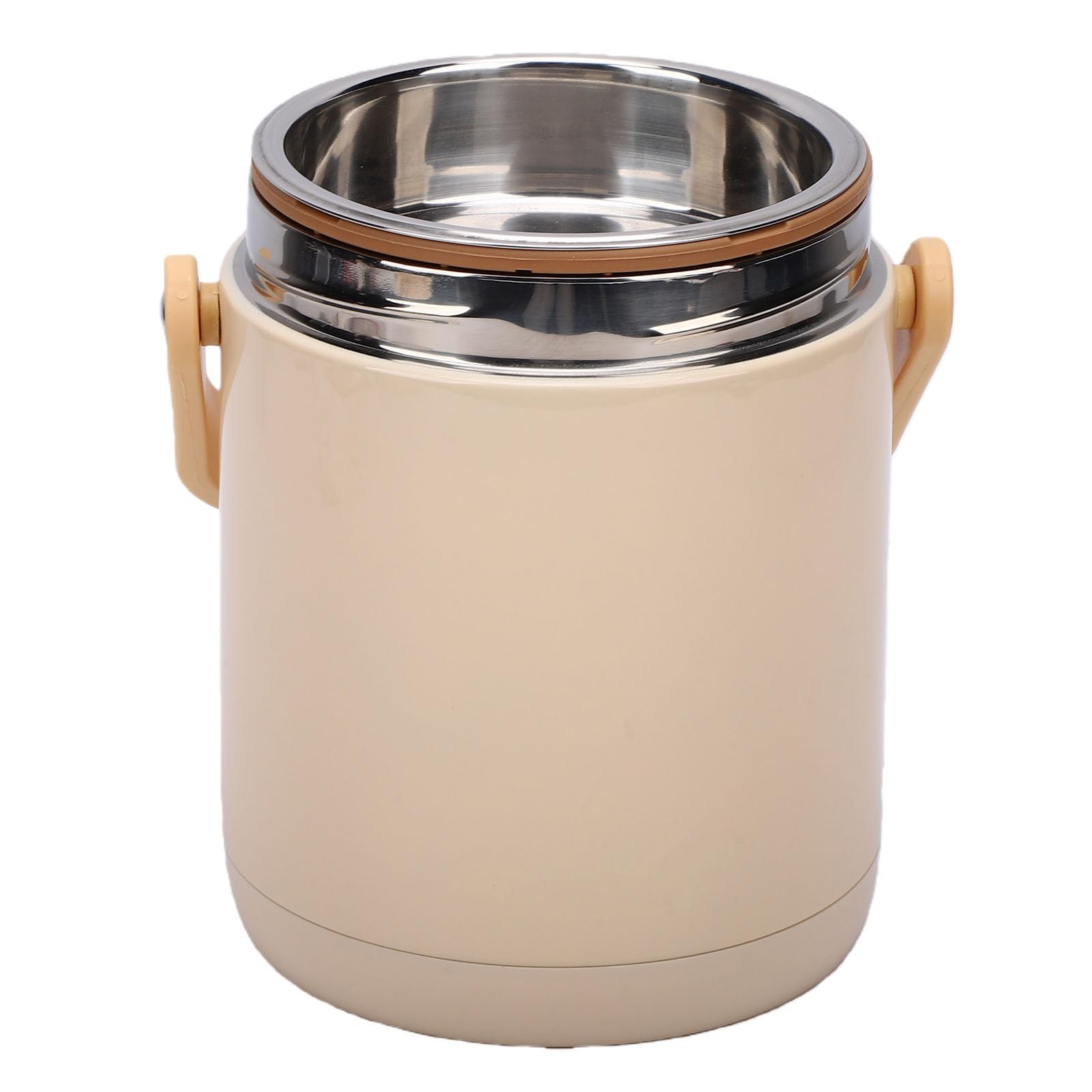 Bewinner 1,6 L Elektrische Lunchbox, 304 Edelstahl-Innentopf, USB-Heizung, Mehrere Kochfächer, Auslaufsicherer, Isolierter, Beheizter Lebensmittelbehälter für Geschäftsreisen, Beige