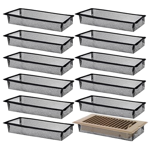 12 Pcs 4 x 10 Inch Floor Register Cover Trap Black Vent Filters for Home Floor Vent Mesh Filters Net Trap Keeps Pet Hair Food Out