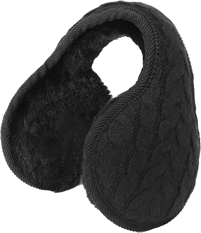 Unisex Foldable Ear Warmers Knits Winter EarMuffs Earmuffs for Cold Weather Ear Muffs for Winter Women Black, One Size