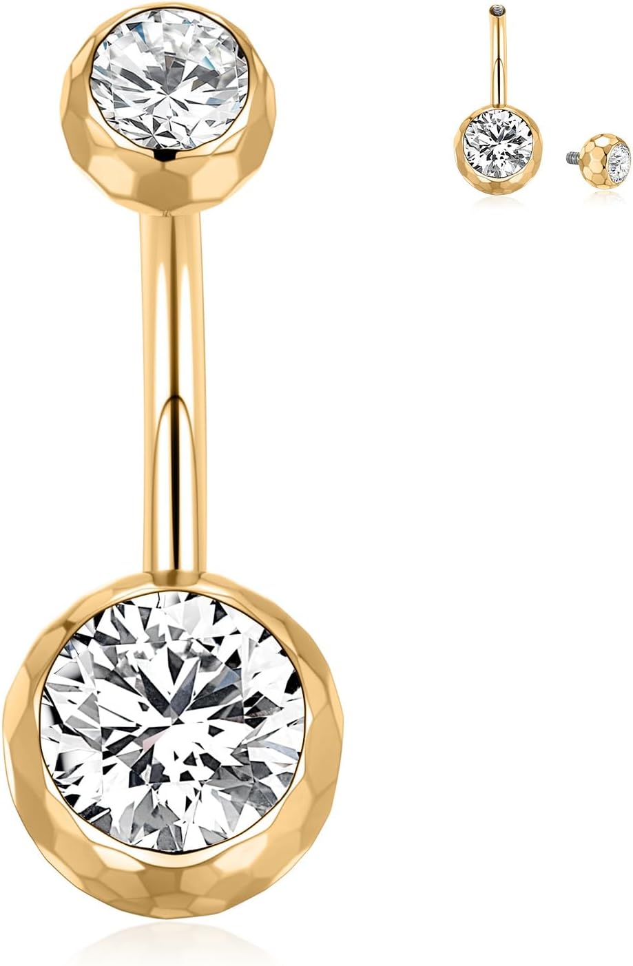 GAGABODY G23 Titanium Navel Rings Belly Rings 14G Belly Button Rings 3/8 inch 10mm Belly Piercing Belly Button Double Sparkle CZ Navel Barbell Navel Piercing Ring