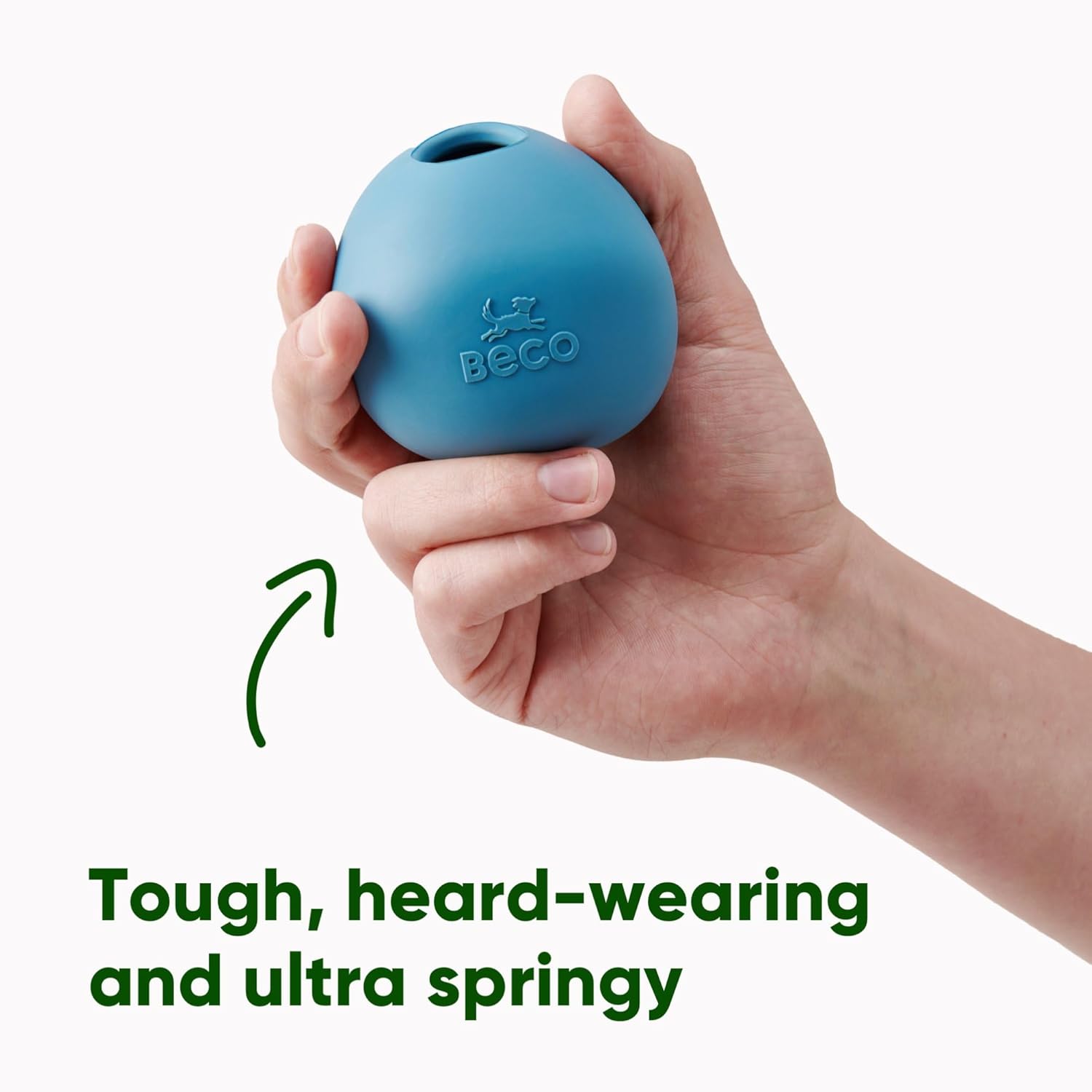 Beco Natural Rubber Wobble & Stuffable Ball Fetch Dog Toy, Perfectly Crafted for Endless Fun, Interactive Bouncing, and Treat-Dispensing Challenges. Suitable for All Dog and Puppy Size, Blue