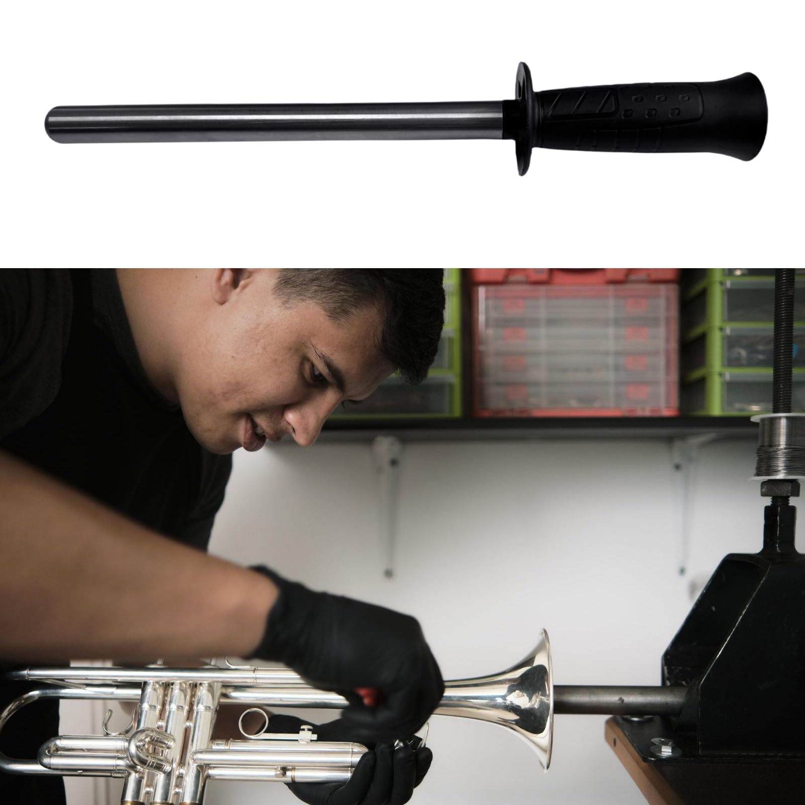 Strumento di correzione delle ammaccature resistente al cilindro di manutenzione della tromba di grado professionale con impugnatura comoda, strumento di rettifica per trombe