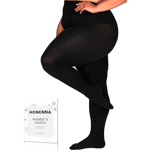 HONENNA Queen Plus Size Fleece Lined Tights, 11+ Colors Thermal Warm Winter Tights for Women, Medias Termicas Mujer Invierno