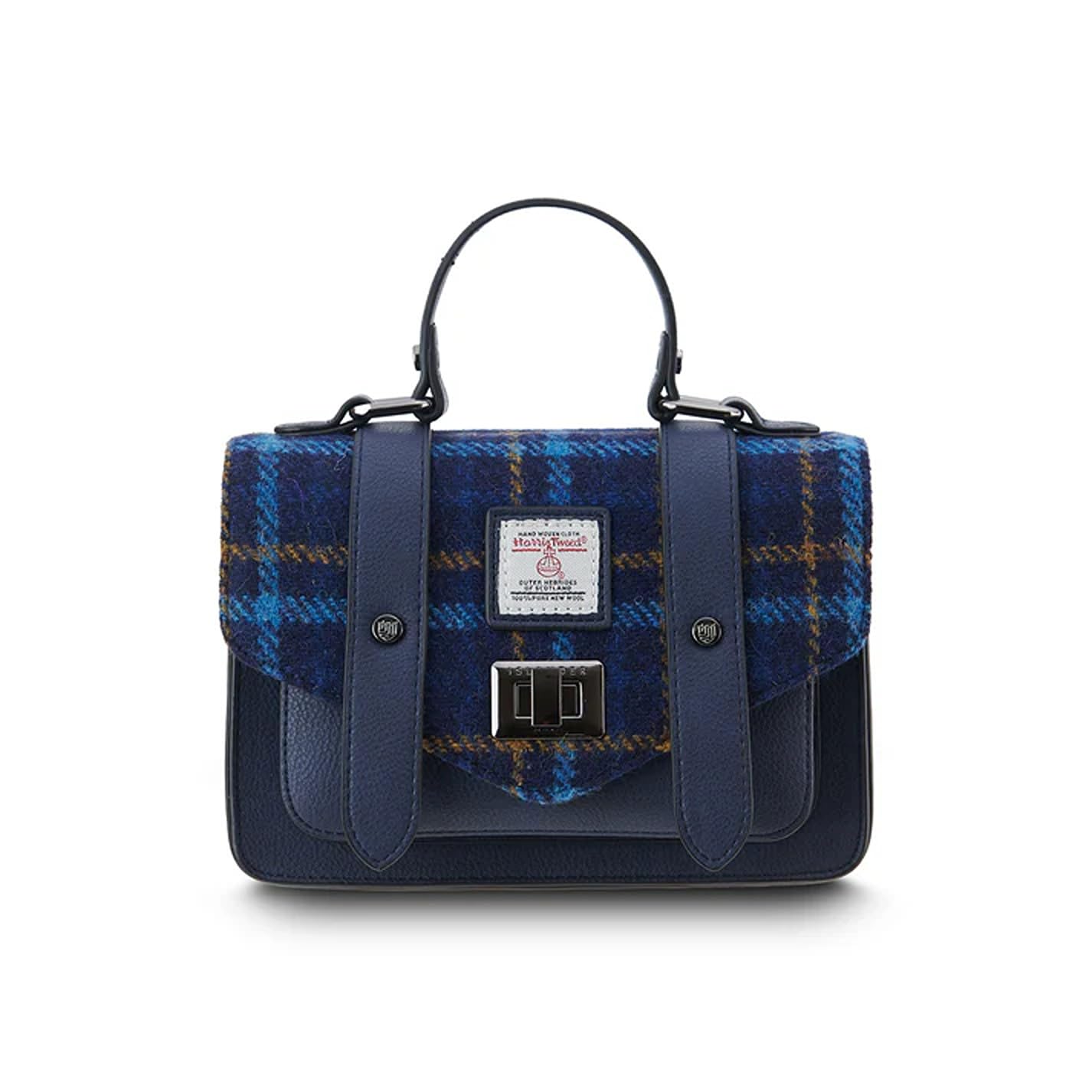Islander Harris Tweed Mini Satchel, Handbag for Women, Flap and Microfiber Leather