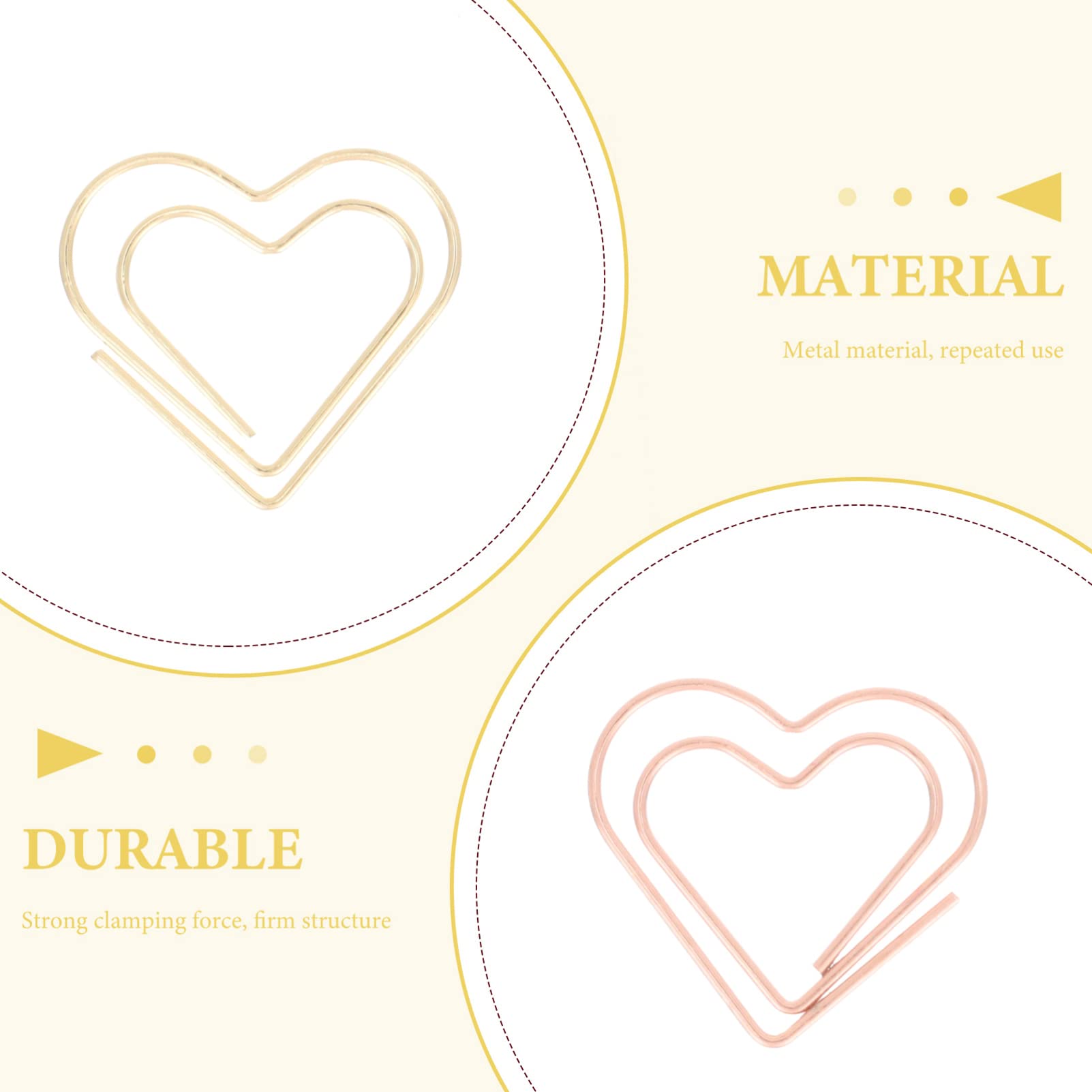 Uonlytech 100pezzi Fermagli Forma Di Cuore in Metallo Per Carta Spilli Per Segnalibri Fermagli Per Appunti e Documenti