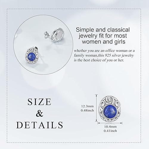 Miniatura 5 de Aretes de piedra natural de plata de ley con forma de abrazofiligrana, joyería de regalo de Navidad para mujeres y niñas