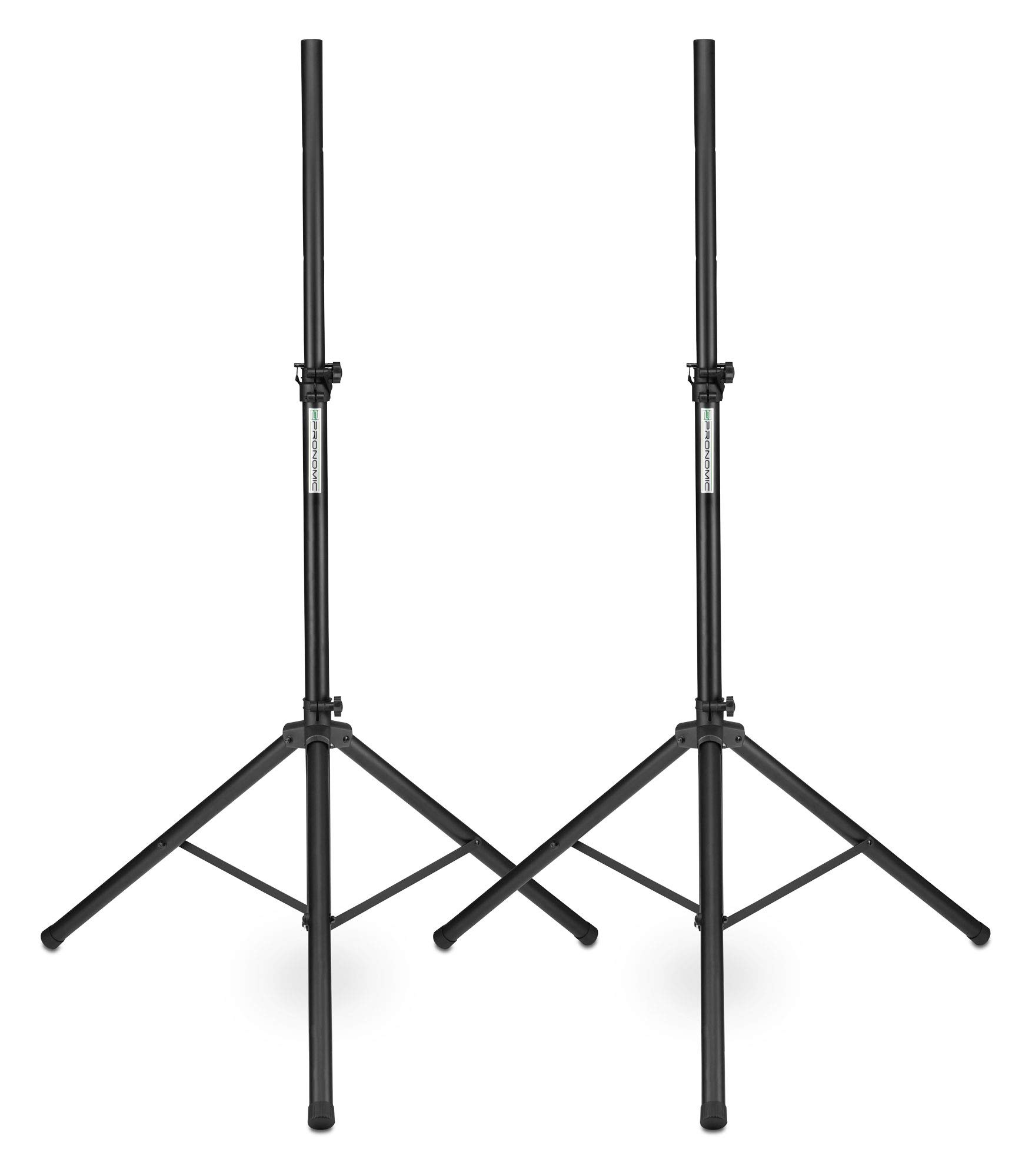 2x Pronomic SPS-1A pieds d'enceinte en aluminium, structure tripode stable, hauteur 125-185 cm, utilisables aussi comme support fléchettes ou trépied photo, housse incluse.