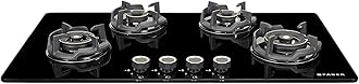 90Cm 4 Burner HOB|Auto Ignition|Built-In Or Hobtop|Flame Failure Device|Cast Iron Pan Support|Glass Matt Finish|Metal Knobs|Warranty 5 Years On Glass & Valves|HOB EXPERIA HT904 ALU AI FFD,Black