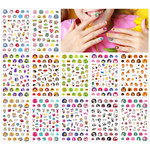 Qpout Gemischt Tier Nagel Aufkleber Abziehbilder (600 Muster), Katze Panda Alpaka Dinosaurier Hund Hase Igel Tiger 3D Selbstklebende Nageldekoration für Mädchen Kinder