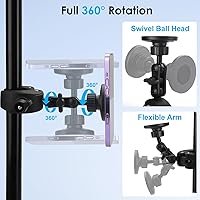 Vista 4 de EEEKit Soporte magnético para manillar de teléfono de bicicleta con brazo de extensión de 5.12 pies, soporte de abrazadera para cinta de correr