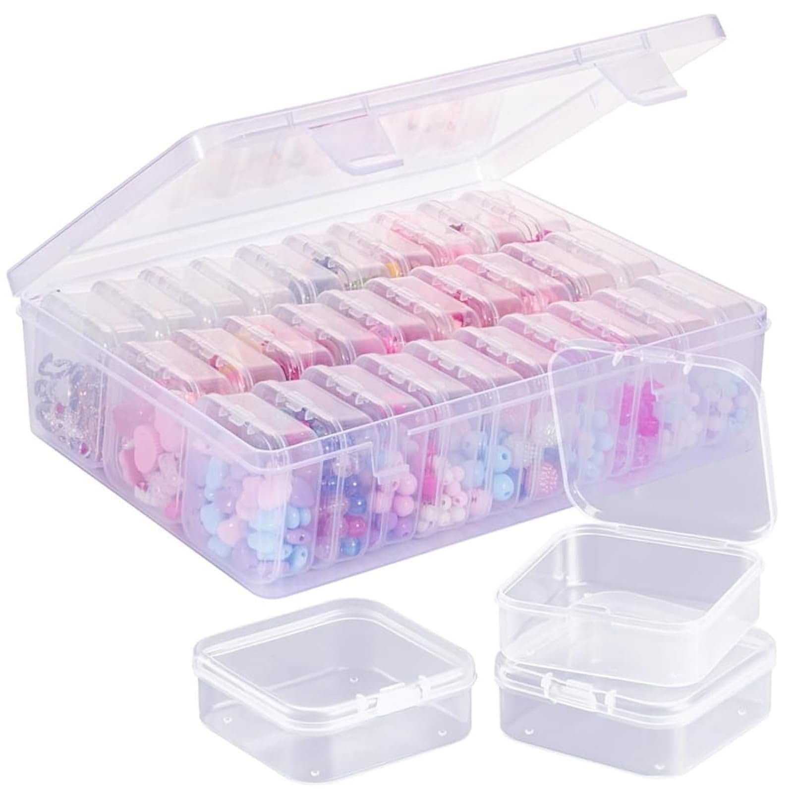 Clear Plastic Craft Organizer Box Set, 30 Small Inner Compartments with Large Outer Container, 22.5 x 17 x 6 cm Storage Case for Beads, Jewelry Making, DIY Supplies-picture-21