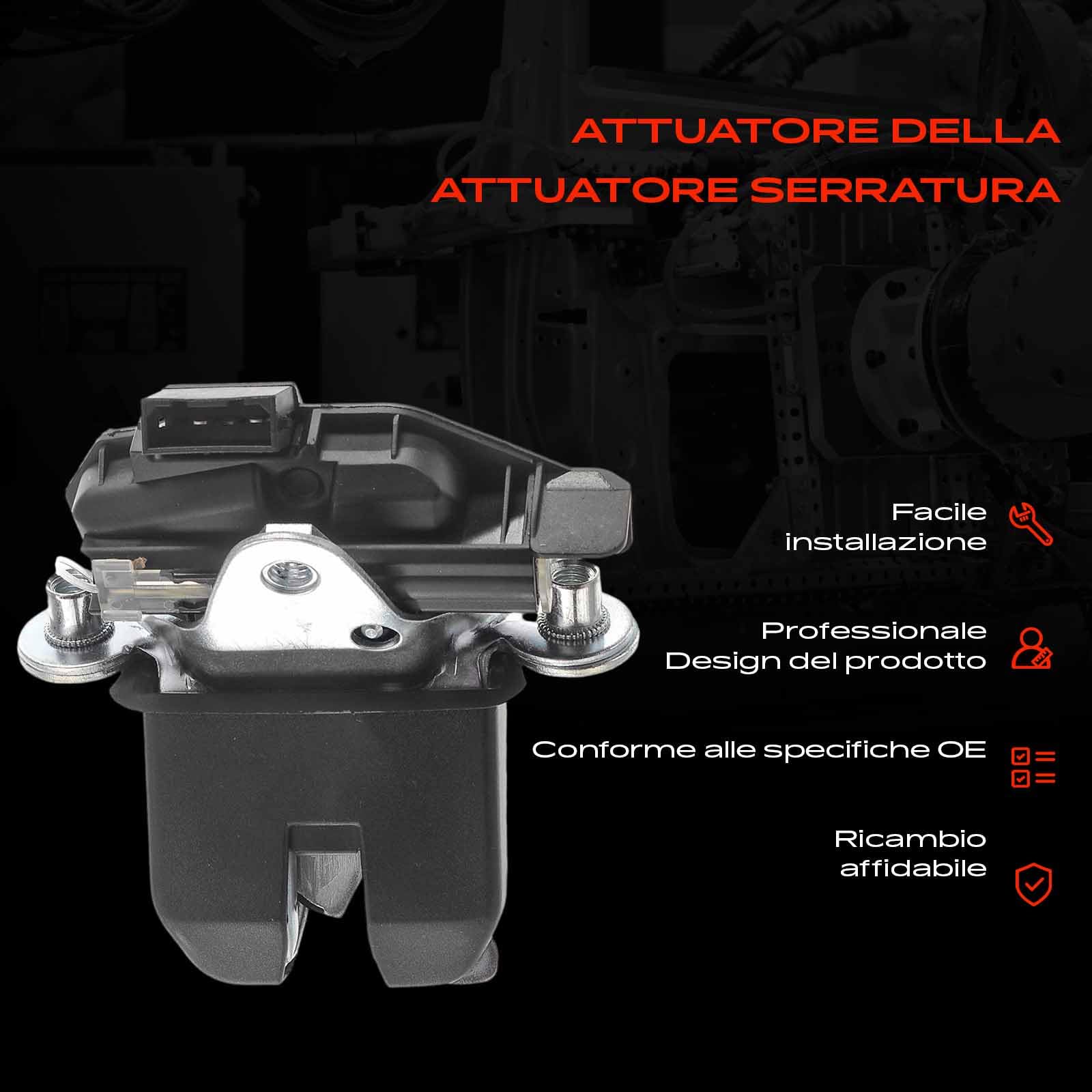 Frankberg Serratura del portellone posteriore 5J0827501B | Compatibile con: R.o.o.m.s.t.e.r 5J7, Fabia II Combi 545, Fabia II 542