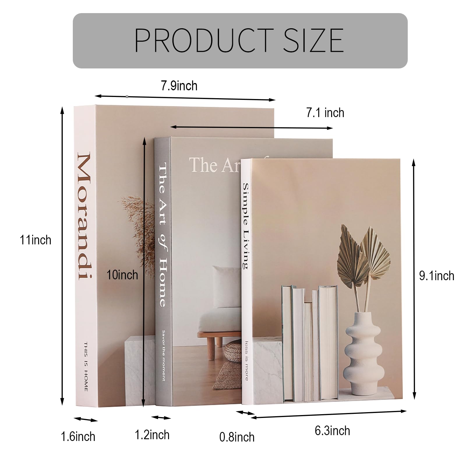 Set di 3 libri decorativi per la casa, eleganti libri finti per decorazione, set di libri decorativi estetici per tavolino, libreria, camino, soggiorno, hotel, villa, scatola portaoggetti per foto