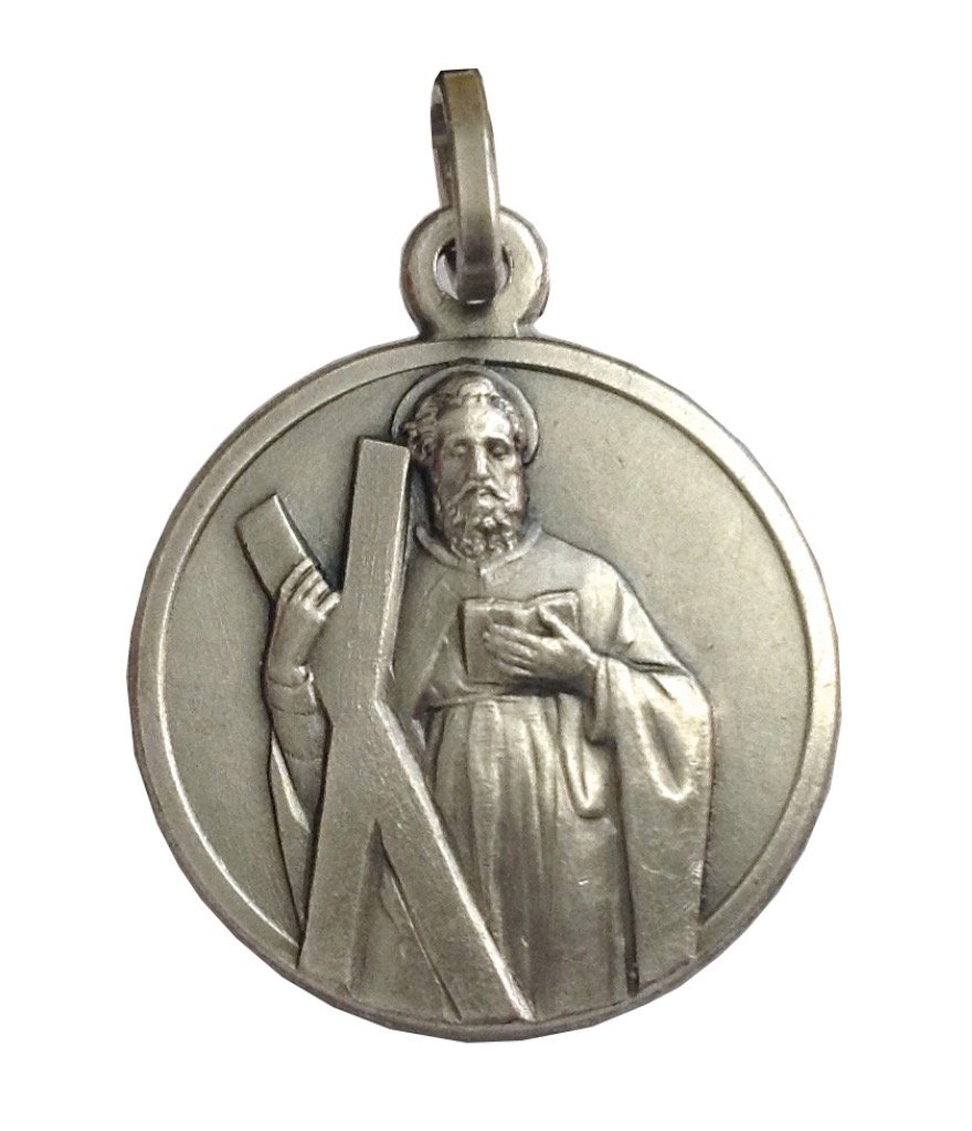 Medalla San Andrés Apóstol Plata Maciza 925 - Las Medallas de Los Patronos