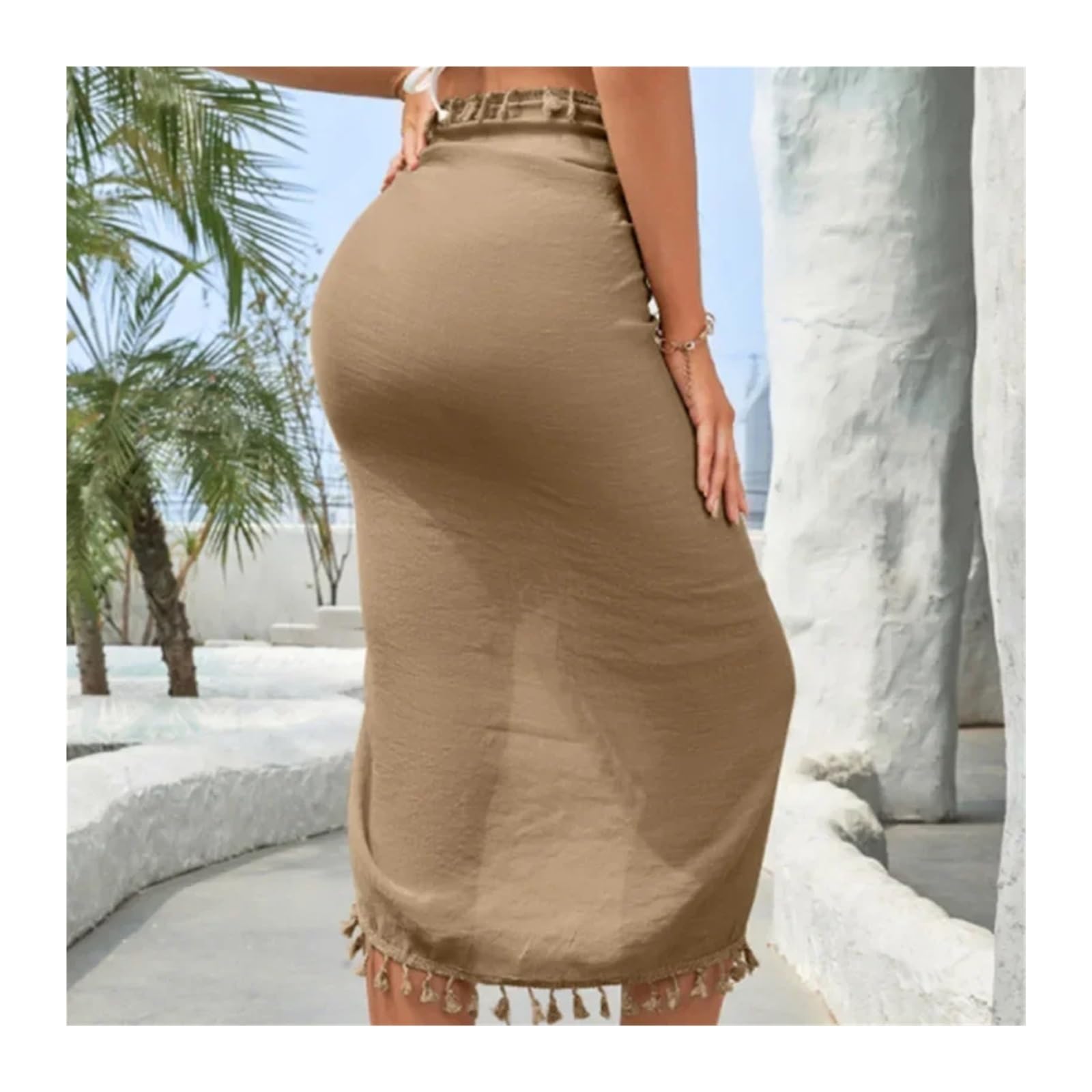 Vestido Playero for Traje De Baño | Vestido de playa con falda y borlas for mujer, protección solar, Sexy, con cordones, for vacaciones
