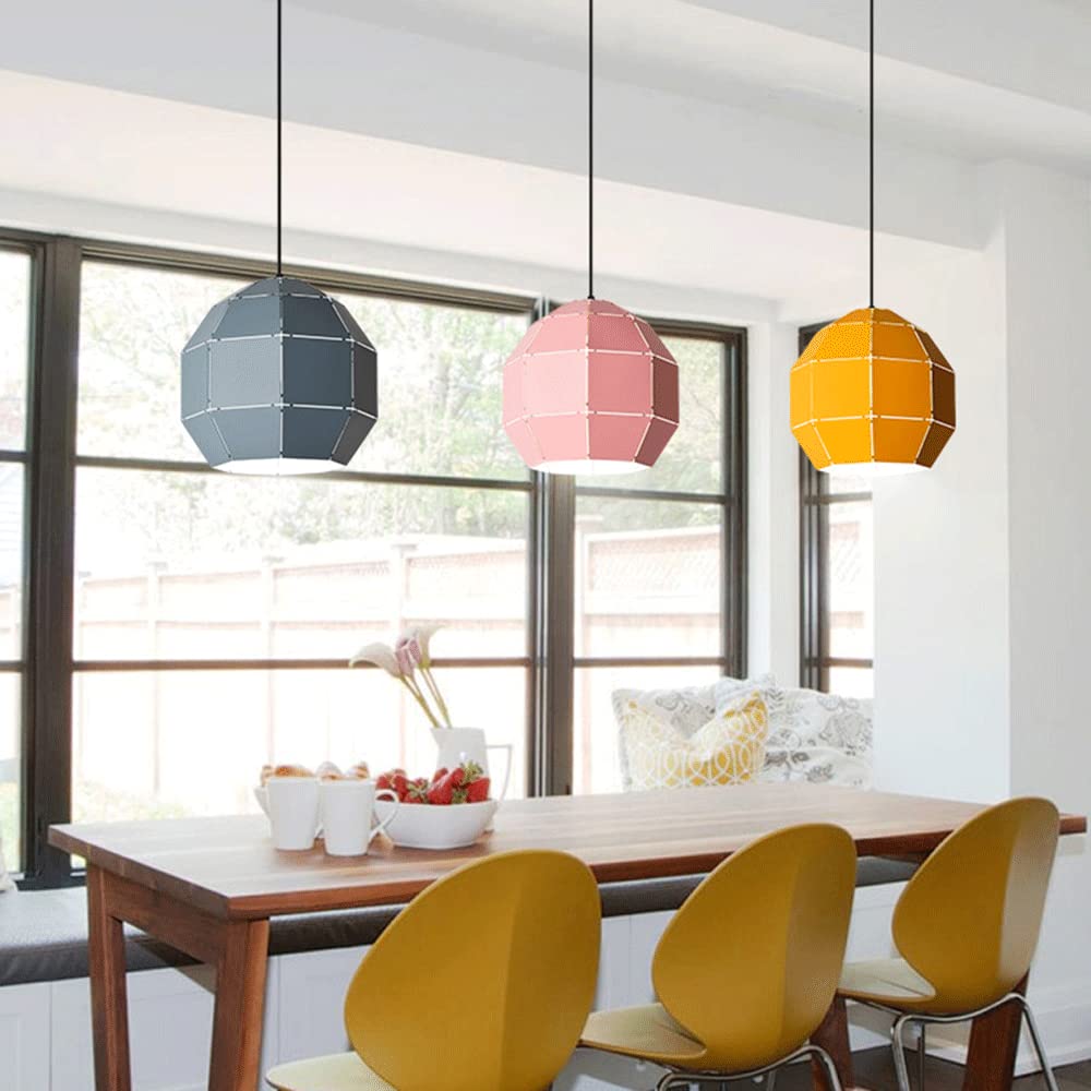 Polygonaron Color Lights Boe Glow Kutek żelazny żyrandole Kreatywne przemysłowe wyposażenie oświetleniowe E27 Regulowana lampa zawiesinowa do życia hotel kuchenny din/żółty