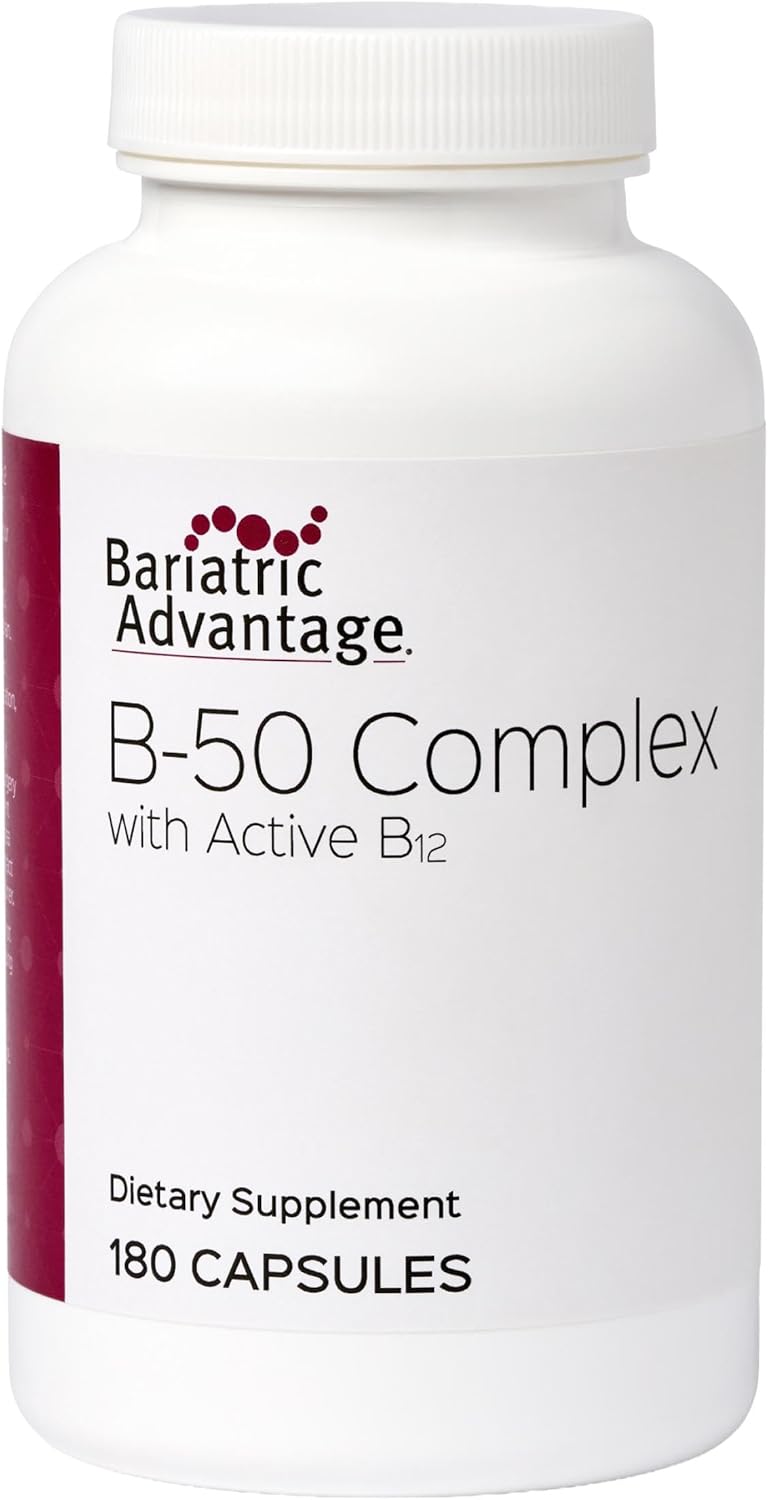 Bariatric Advantage Vitamin B50 Complex - for Bariatric Surgery Patients - High-Potency, Easy-Digest Mini Capsules - Vitamin B Complex Supplements - Brain Health Support* - 180 Count