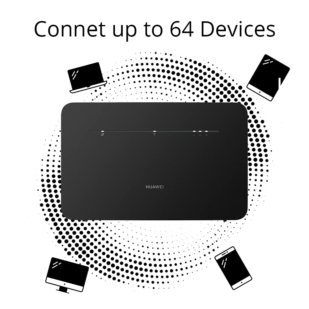 Huawei B535, 4G 300Mbps - Router inalámbrico portátil para Todas Las Redes (desactivado Libre), Color Negro