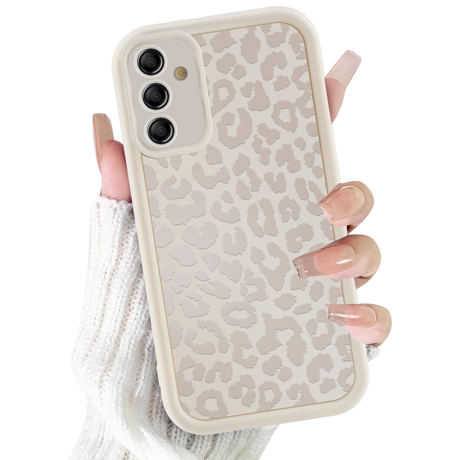 ZhuoFan Hülle für Samsung Galaxy A54 5G 6,4”, Aesthetic Leopard Muster Handyhülle Weiß Matte Schutzhülle Ultra Weich Silikon Dünn TPU Case Stoßfest Kratzfest Bumper Cover, 07