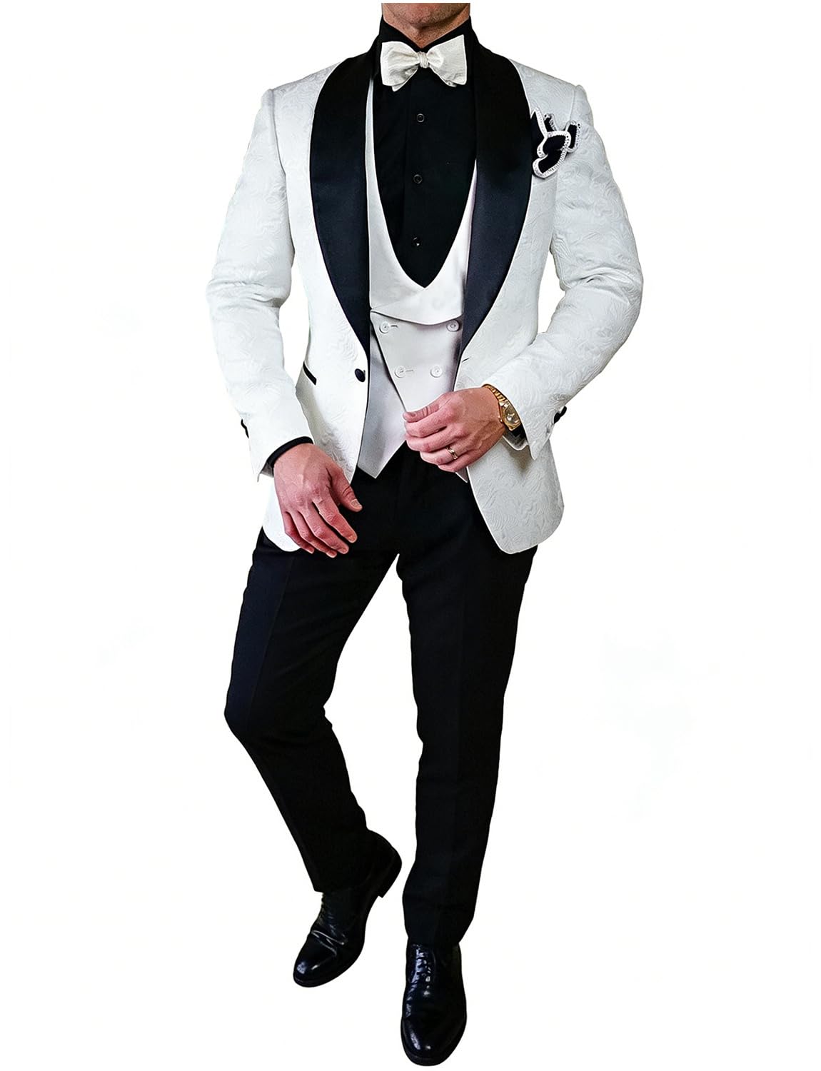 Manteau jacquard homme avec col châle élégant - 8