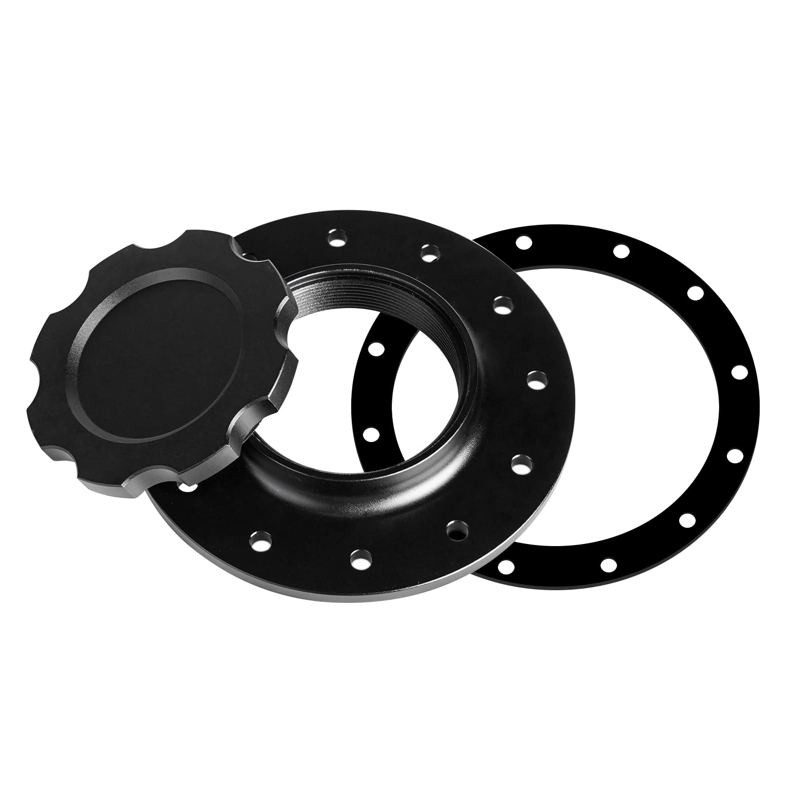 Billet Aluminum Easy Fill Fuel Cell Cap with 12 Bolting Holes Cell Bung （Black)