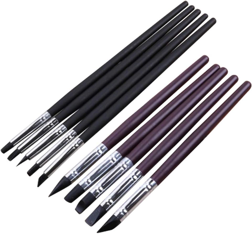 Clay Sculpting Tools,Professional Silicone Carving Tool Set Soft Black Tip Clay Sculpting Flexible Rubber Durable Metal Casings,Soft Silicone Tips for Shaping Modeling Wipe Out (S+L)